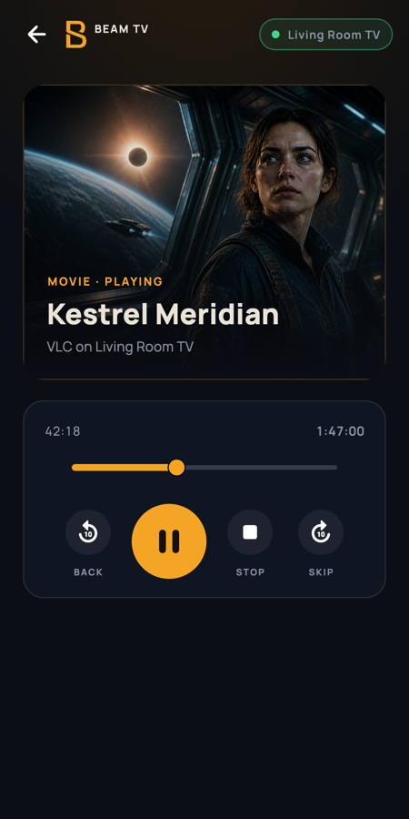 BEAM TV remote playback screen